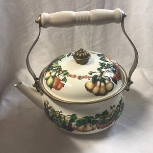 Tabletop Unlimited Enameled Kettle Fruit Motif